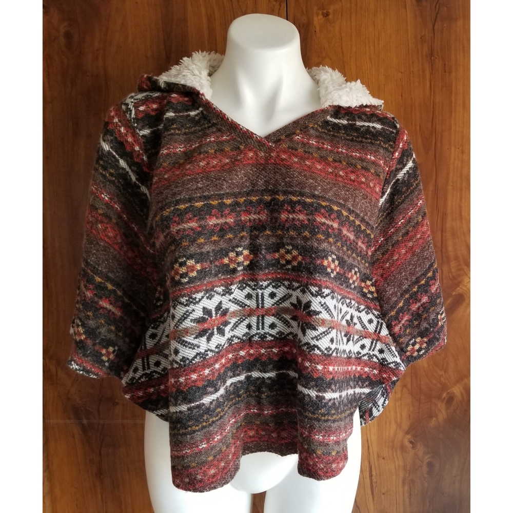 TCEC Western Knit Hooded Poncho